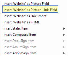 Select the Insert as Picture-Link-Field.