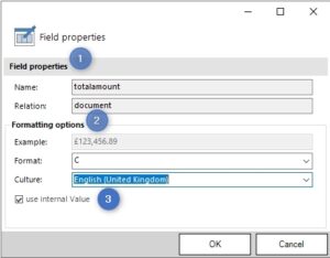 The "Use Internal Value" option in the Field properties dialog.
