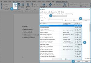 Select Dynamics 365 data for merging the template