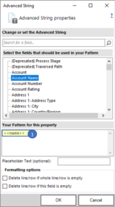 Define a pattern for the advanced string.
