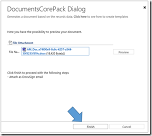 Click "Finish" to send the document to DocuSign.