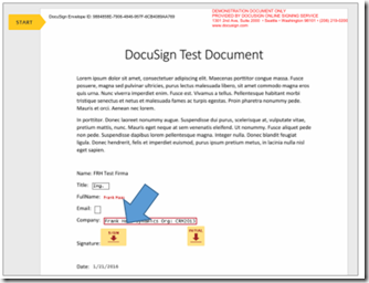 Start the signing process in DocuSign.