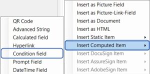 Select "Insert Computed Item" and then "Condition Field".