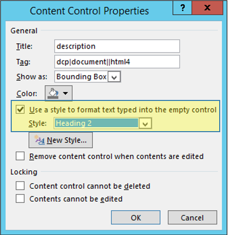 Provide a Style in the Content Control Properties.