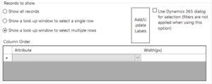 The "Show a lookup window to select multiple rows" base behavior option.