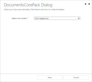 Select one related record and generate the document.