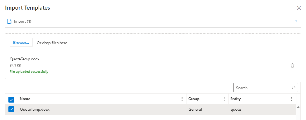 Importing templates