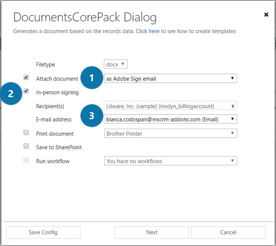 Define how your document should be executed in the DCP Dialog.