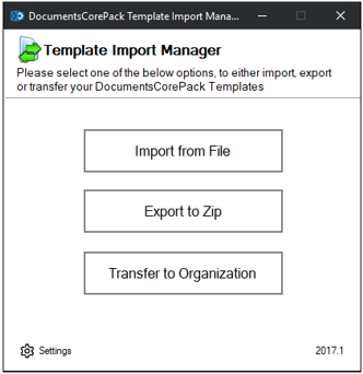 The Template Import Manager