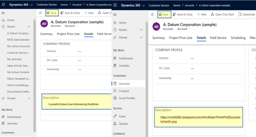 How to use the "Insert as picture field" functionality for a saved path to a File Share or