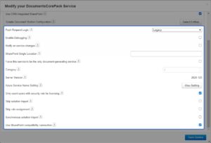 DocumentscorePack Service Configuration page