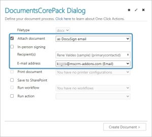 Select Attach as DocuSign email and change recipient if necessary
