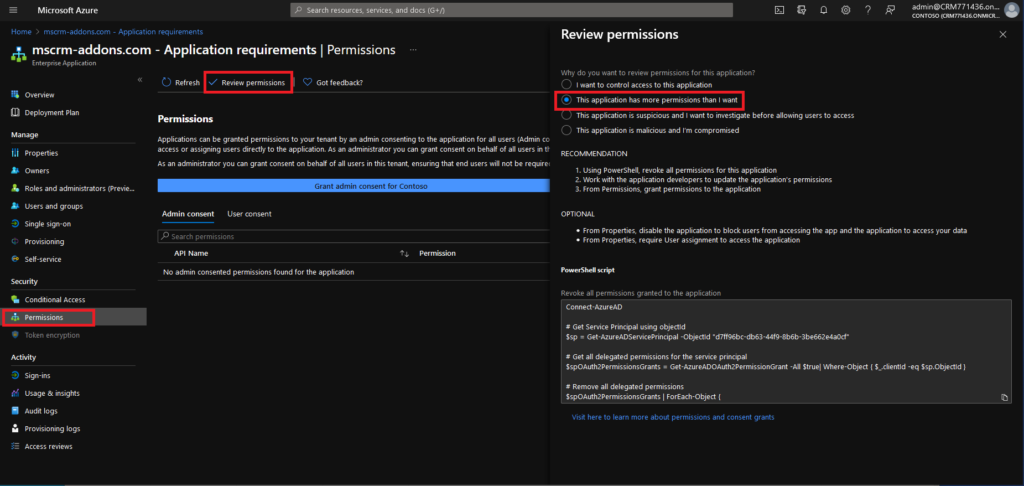 Reviewing permissions in Microsoft Azure