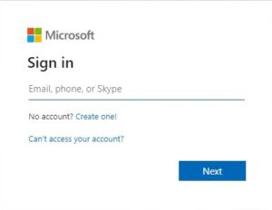 Microsoft account sign-in page.