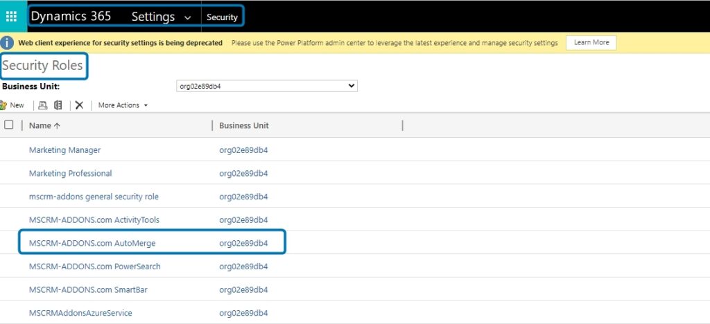 Access Security Roles in Dynamics 365