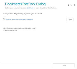 The option to preview the DCP template document.