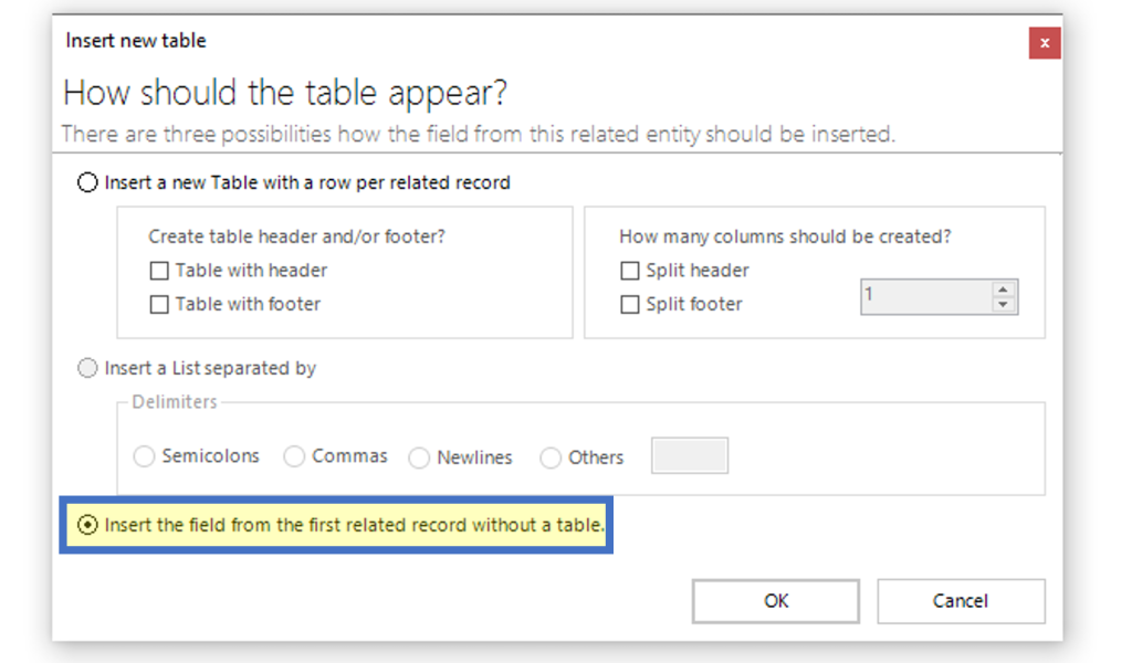 Table insertion question