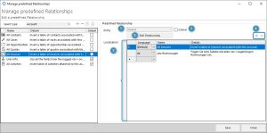 Manage predefined Relationships Settings - right side