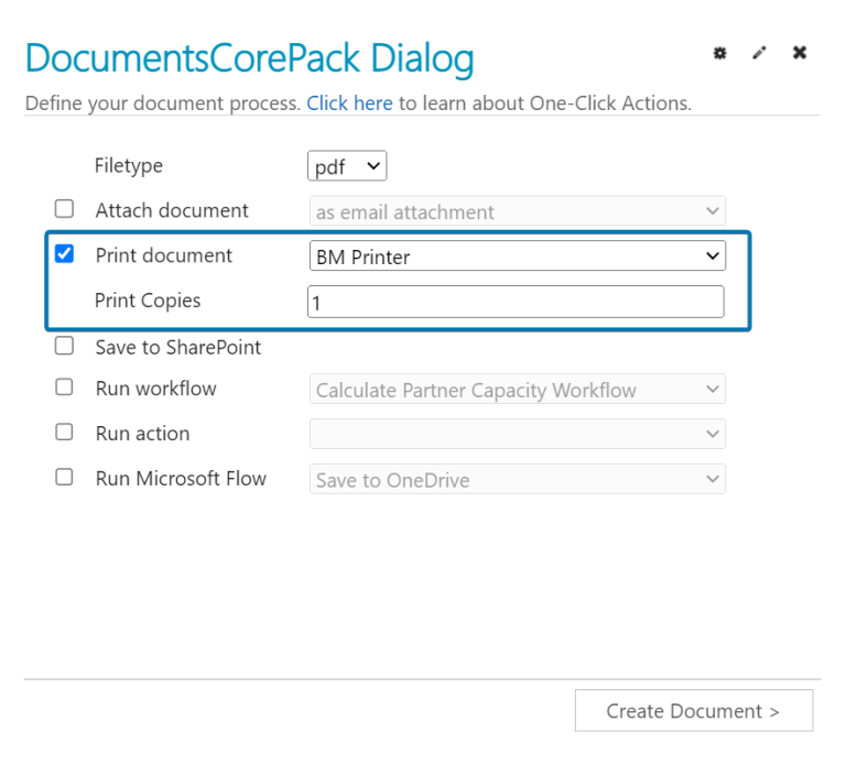 Printdocument Dialog The DocumentsCorePack Dialog