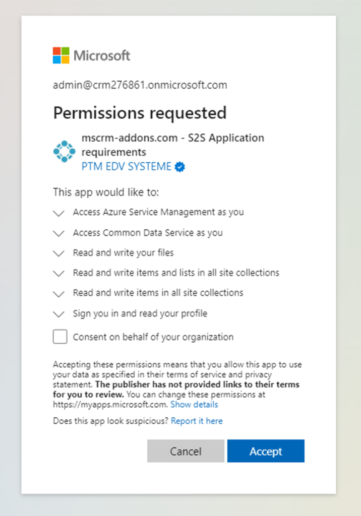 accept permissions