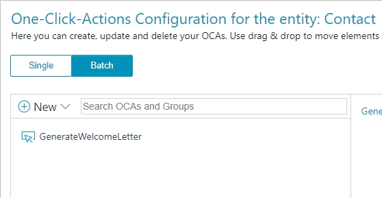 Selection between Single and Batch in OCA configuration