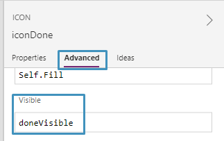 setting the doneVisible variable
