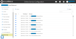 An overview of service logs for a sample service