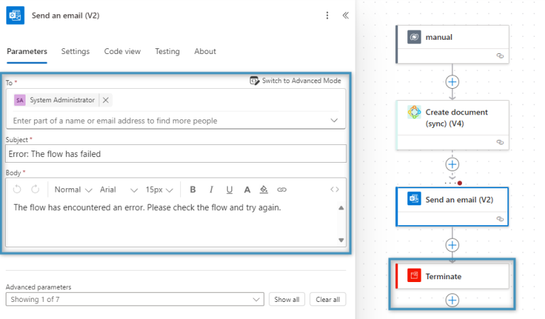 Handling Document Generation Errors in Microsoft Flows