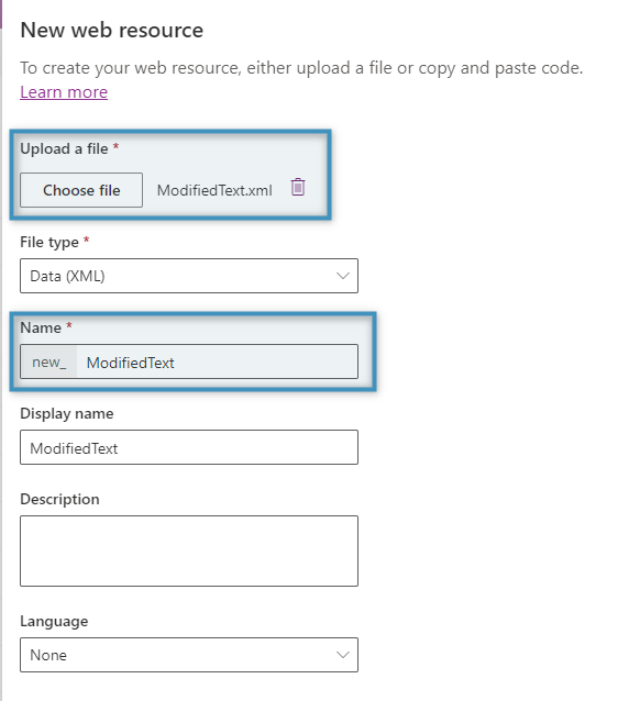 Uploading our custom file