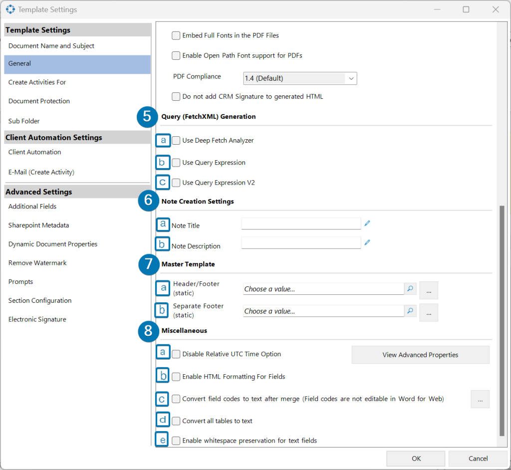 The DocumentsCorePack General Settings (5-8)