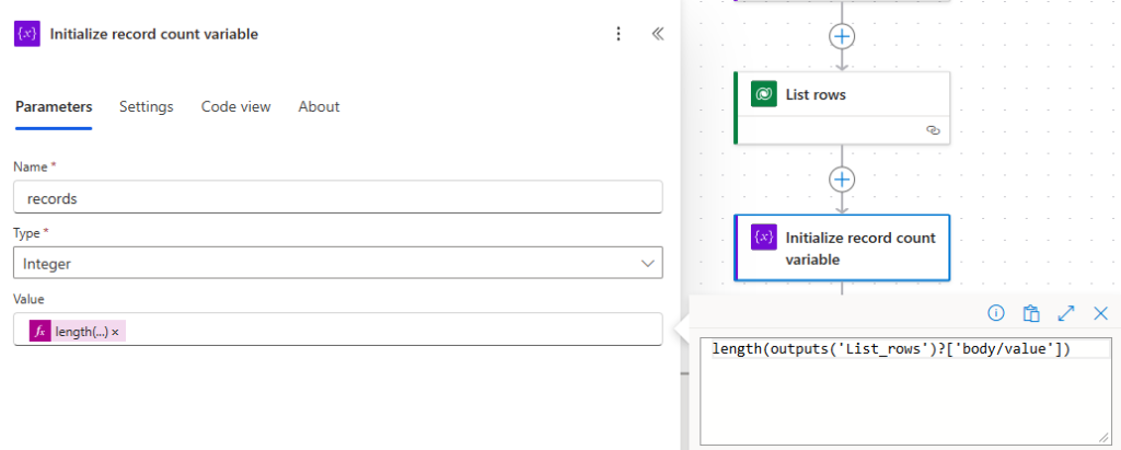 Intializing a record count variable