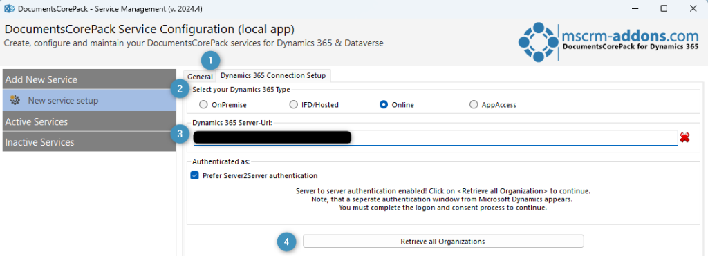 Entering your Dynamics 365 information