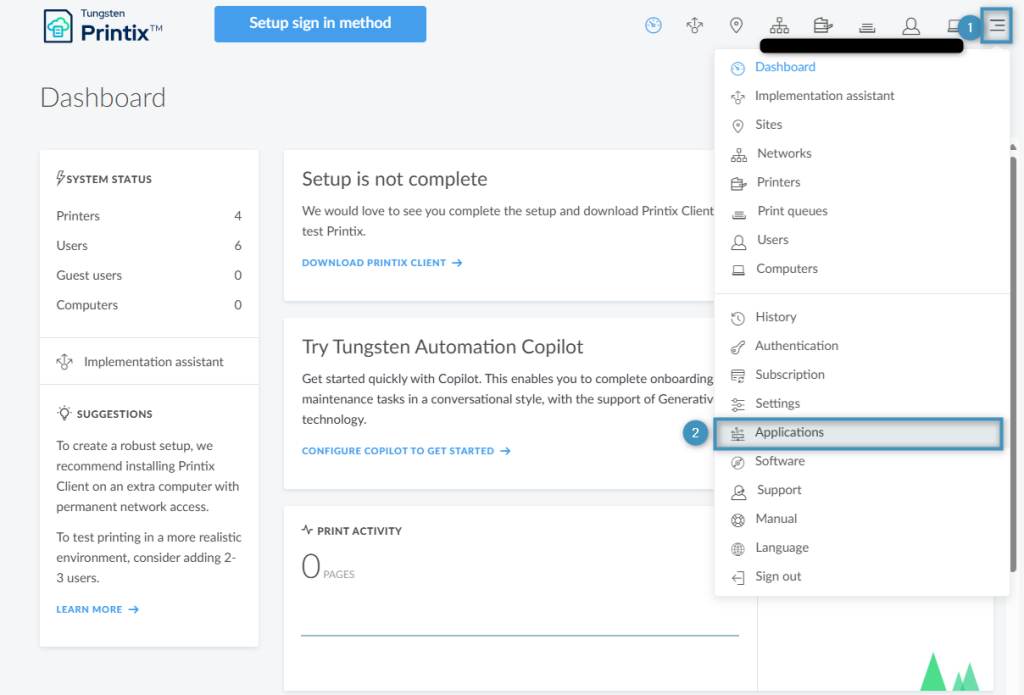  Printix dashboard