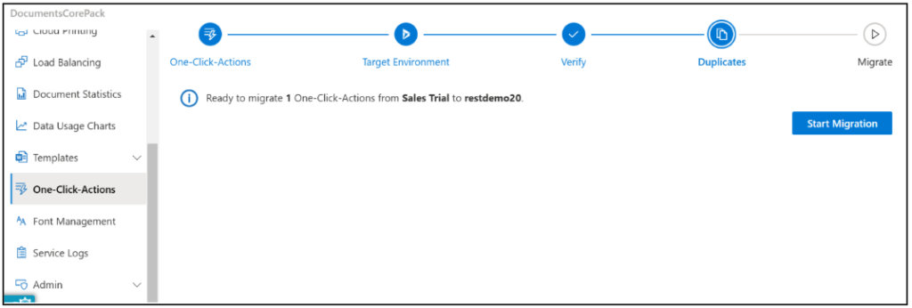 OCA validation completed. Reqeust to start migration process