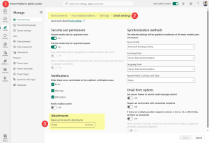 Change file size limit for attachments in the power platform admin center