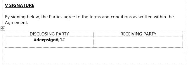 A DeepSign signature field