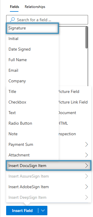 Adding our ‘Signature’ fields