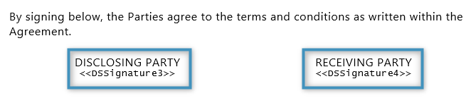 The ‘Signature’ fields in our template