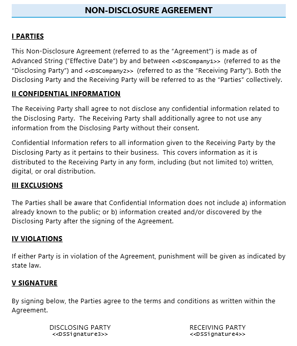 The finished template