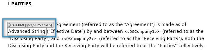 Our Advanced String field