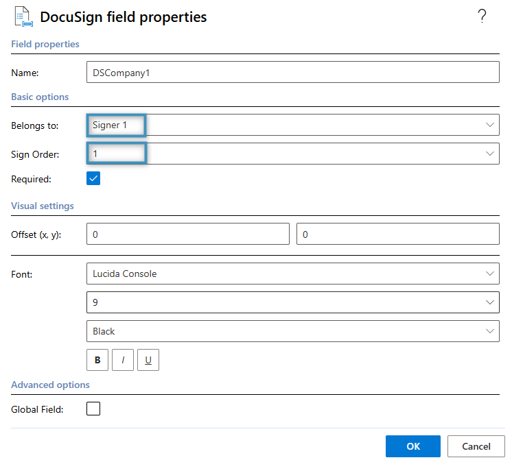 Specifying the signer and sign order