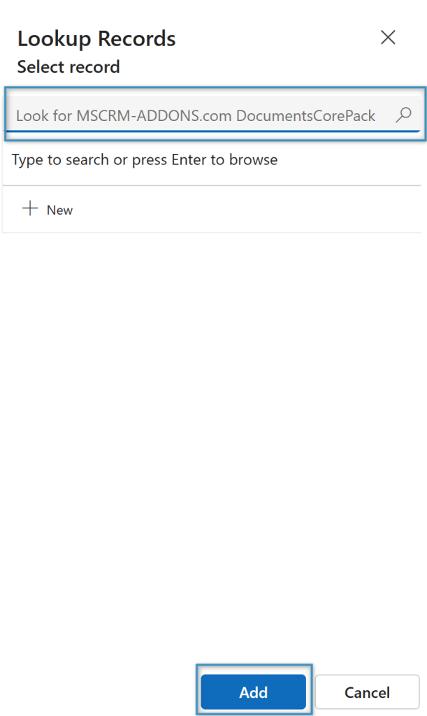 Step 2 – Searching for a lookup record and adding it