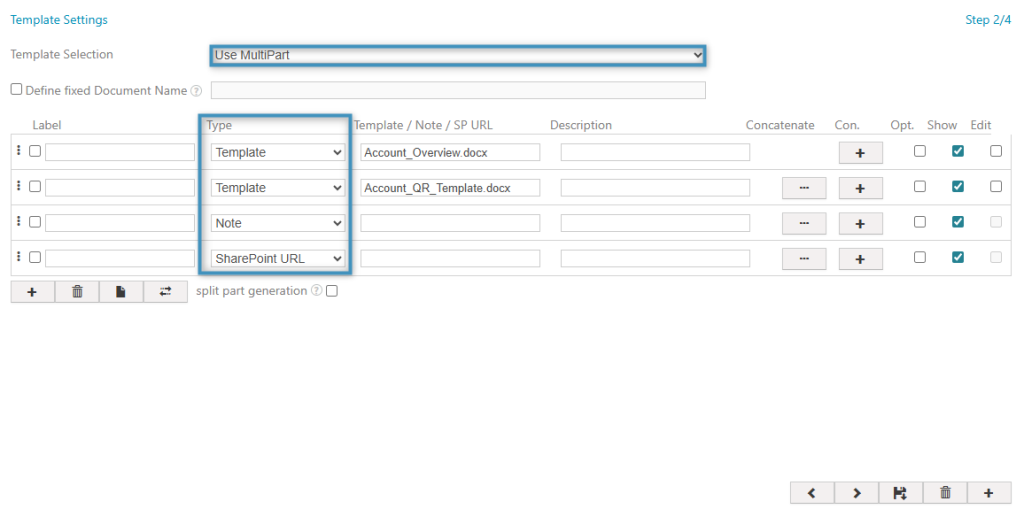 Configuring a MultiPart OCA