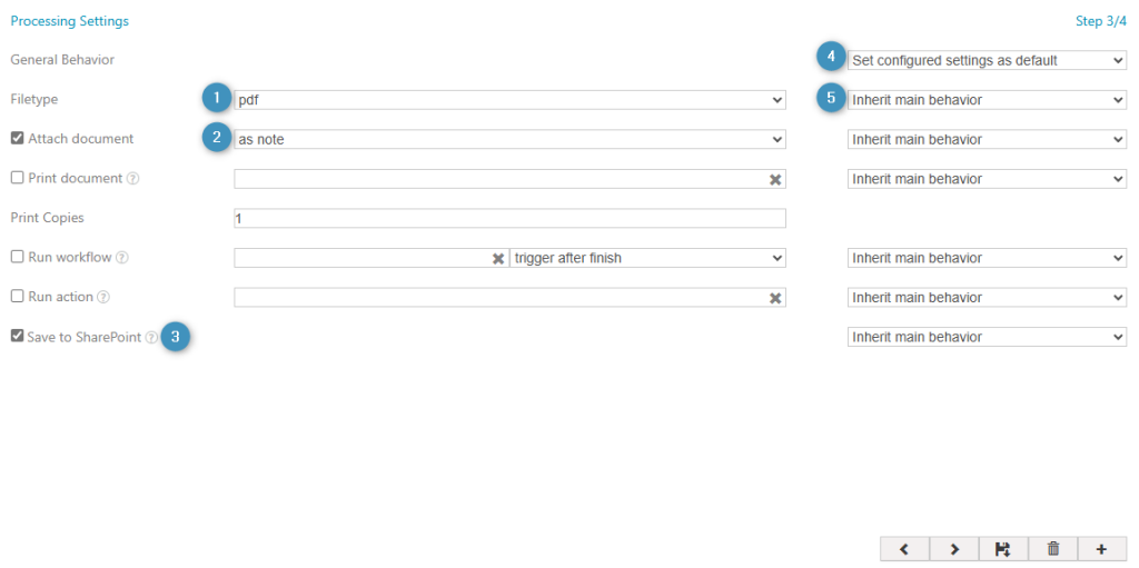 The Processing Settings window