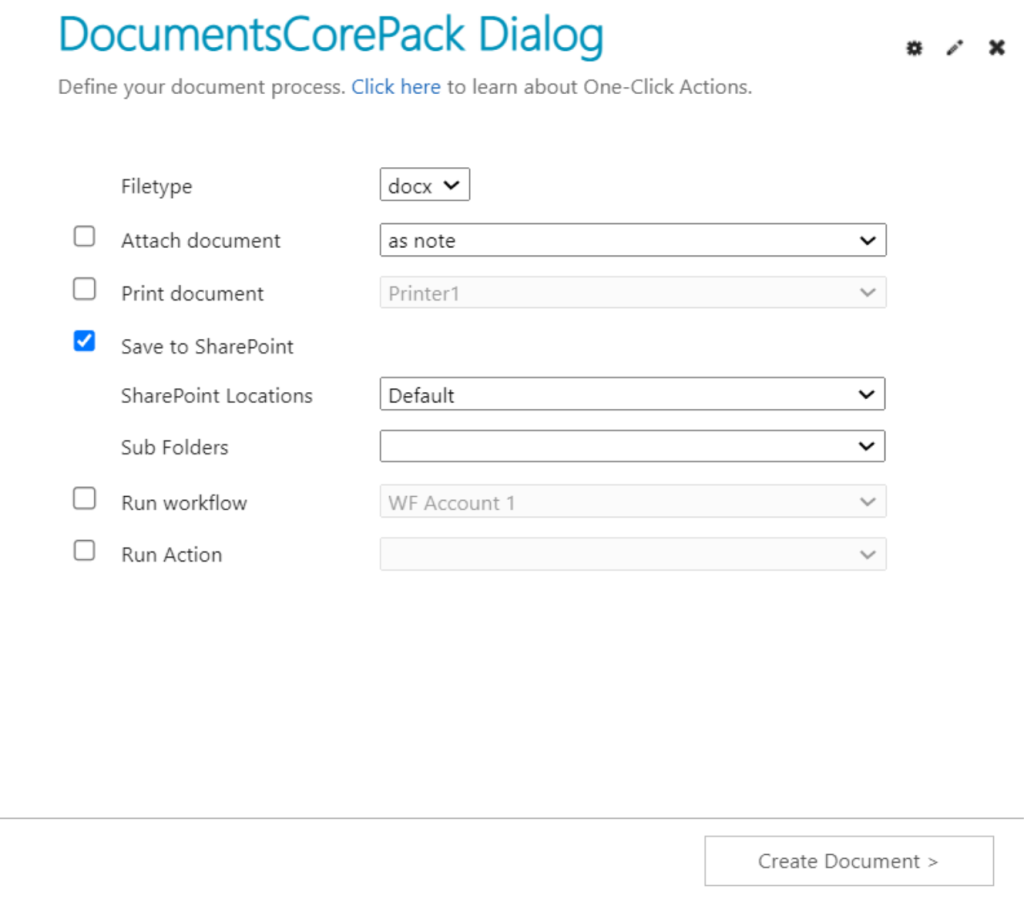 Options before final document creation (a, c)