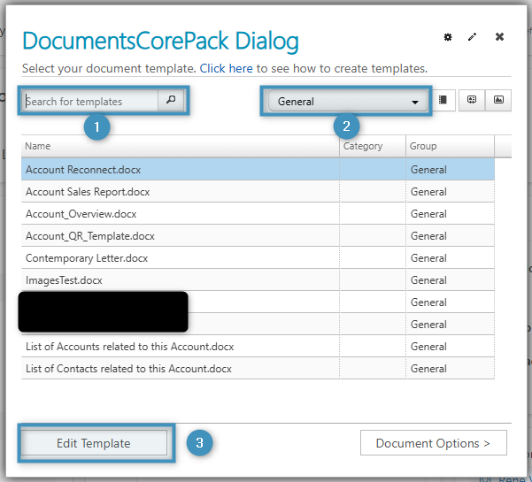 Selecting a template