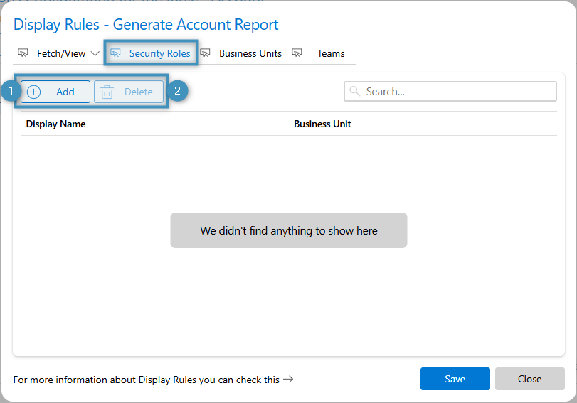 The Security Roles tab
