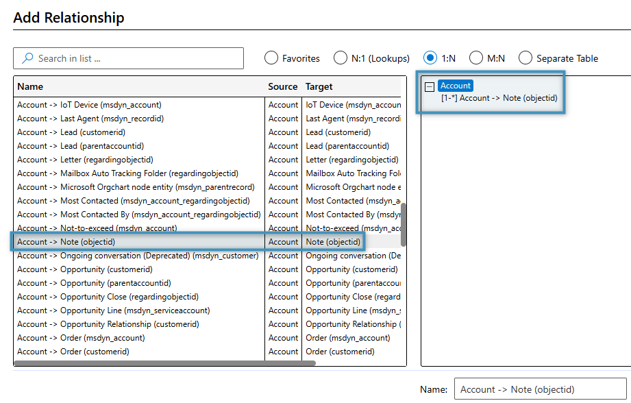 Resolving a relationship to the Note table