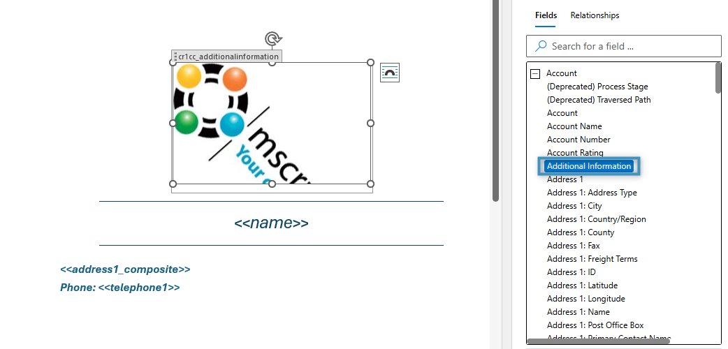 The SharePoint image as a placeholder field