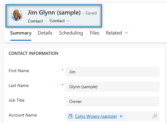 A record with an entity image